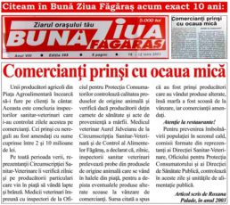 În «Bună Ziua Făgăraş» din 16 – 22 iulie 2003
